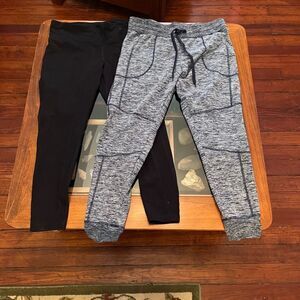 2 Pairs Danskin Now GrayJoggers & Black Athletic Leggings Large Work Out